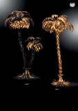Stehleuchte / Stehlampe,Goldene Palmen- 2-stmmig, 6-flammig, Blattgold